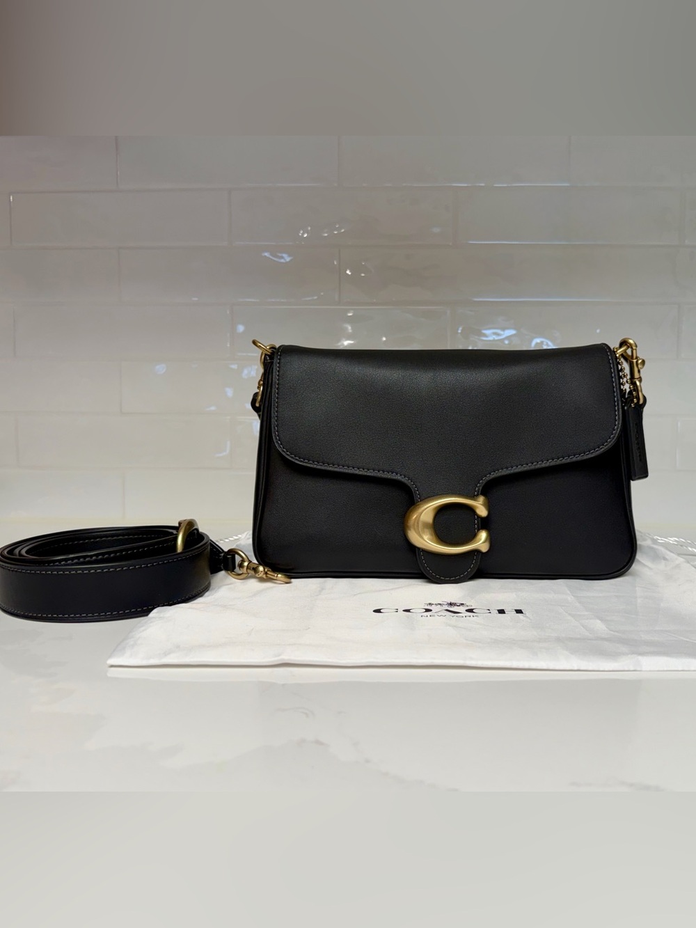 Coach Black Soft Tabby Crossbody Bag with Gold 'C' Hardware
